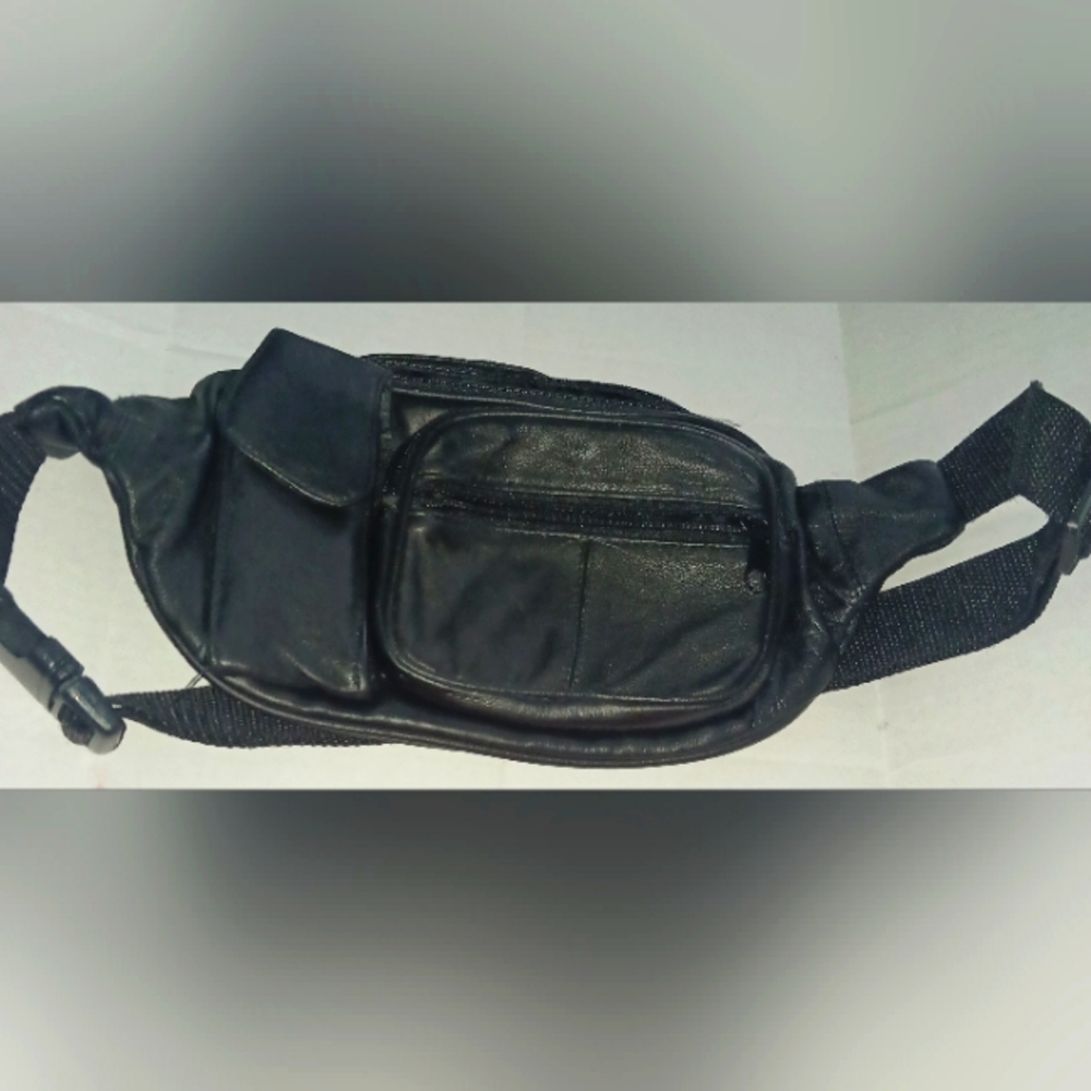 Faux Leather Black Vintage Fanny Hip Pack Travel Accessory